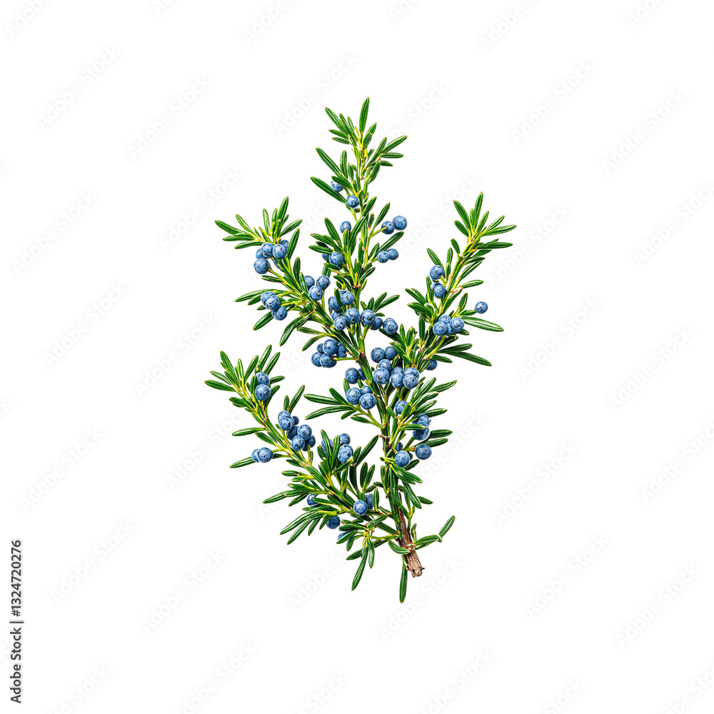 Fresh juniper branch with vibrant blue green foliage and flavorful blue berries perfect for gin production Fresh juniper branch with vibrant blue green foliage and flavorful blue berries perfect for gin production