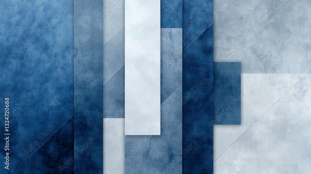 Fototapeta premium A geometric abstract design featuring varying shades of blue and white, creating a layered, textured visual effect.