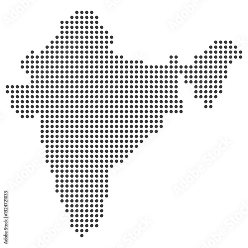 Dotted india map vector illustration, black dot map of India