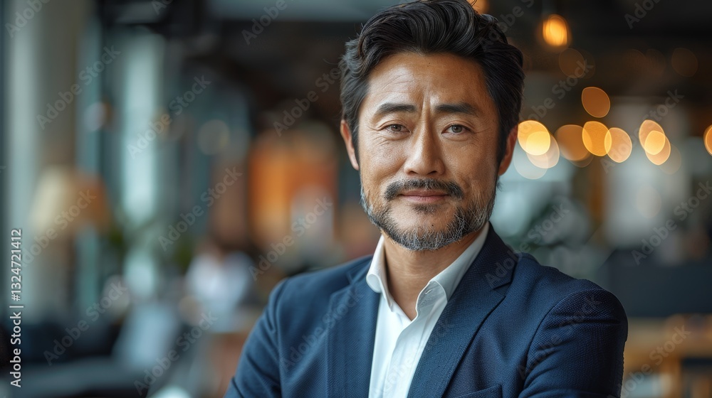 Asian Businessman Working in Office with Soft Focus and Copy Space Asian Businessman Working in Office with Soft Focus and Copy Space