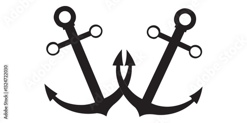 Anchors icon set. Nautical signs. Anchor icon. Anchor Flat icon symbol Vector. Anchor icon set. Anchor symbol set. Vector Illustration.