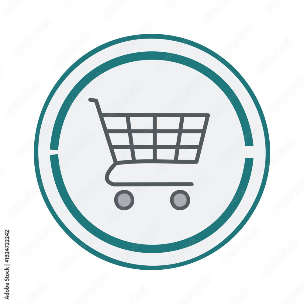 Shopping cart icon in a teal circle Shopping cart icon in a teal circle