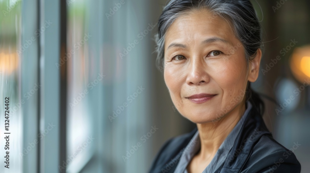Asian woman getting a quote for real estate costs from an agent with soft focus