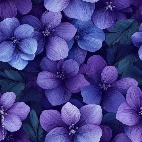 Tulips flowers plants floral blooming botanical seamless pattern ornament design, tile