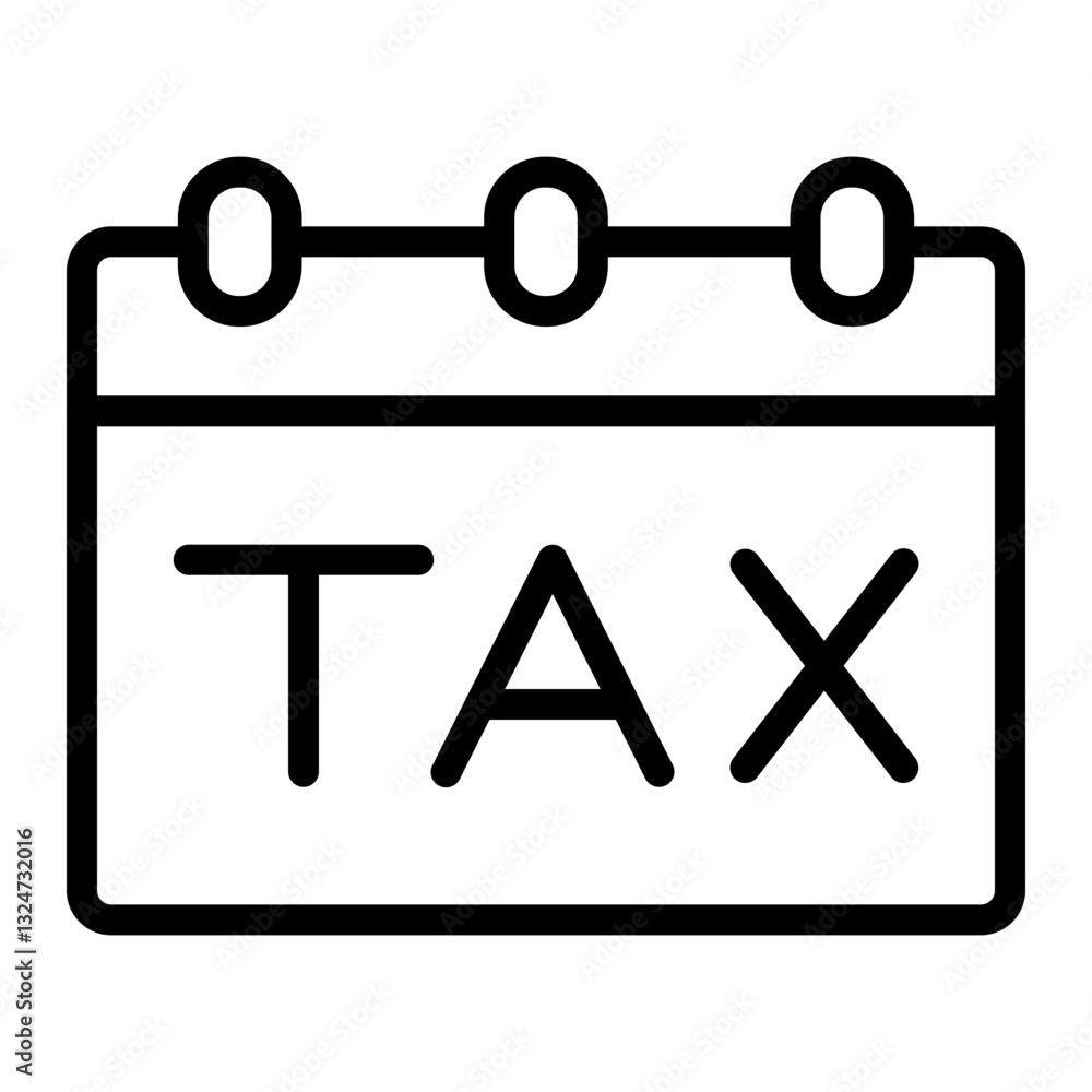 Tax Deadline Vector Line Icon Design Tax Deadline Vector Line Icon Design