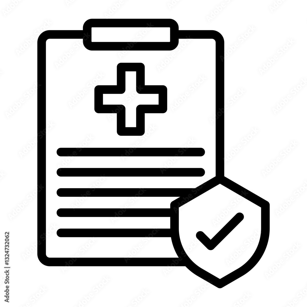 Health Insurance Vector Line Icon Design Health Insurance Vector Line Icon Design