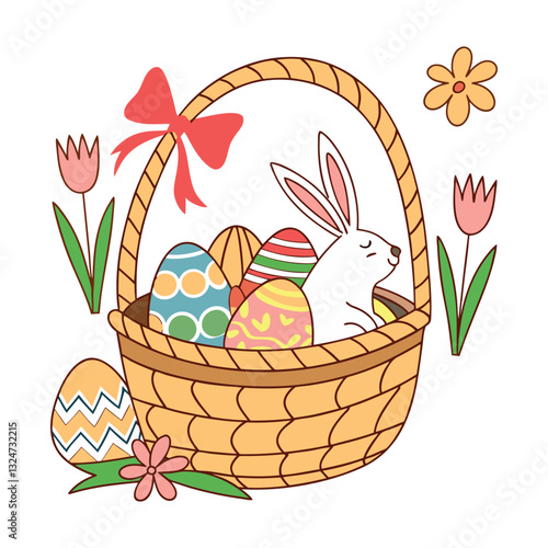 easter bunny with basket of eggs