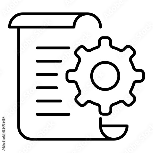 Document icon with a gear representing system configuration, settings management, operational adjustments, and automation setup