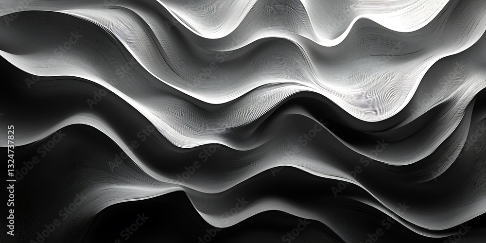 Fototapeta premium Abstract grayscale waves, flowing design (1)