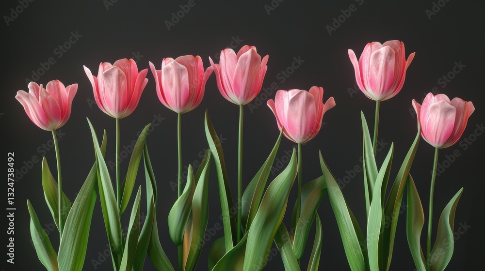 Beautiful Collection of Fresh Natural Pink Tulip Flowers in a Bouquet Arrangement Beautiful Collection of Fresh Natural Pink Tulip Flowers in a Bouquet Arrangement