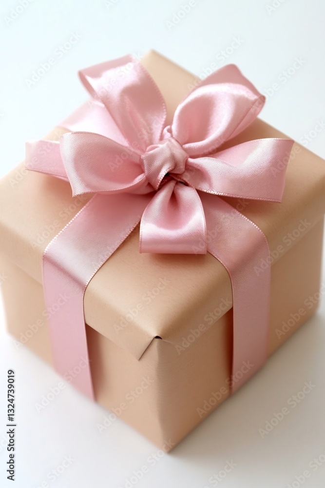 Obraz premium A beautifully wrapped party gift with a satin bow