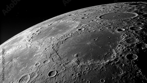 Obraz na płótnie 宇宙に浮かぶ、クレーター月の質感