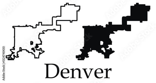 Denver city map with black border outline vector