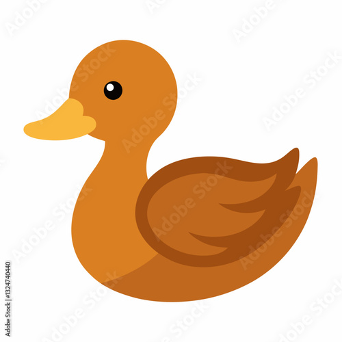 Duck swims on an isolated background. A brown duck swims on a transparent or white background.
