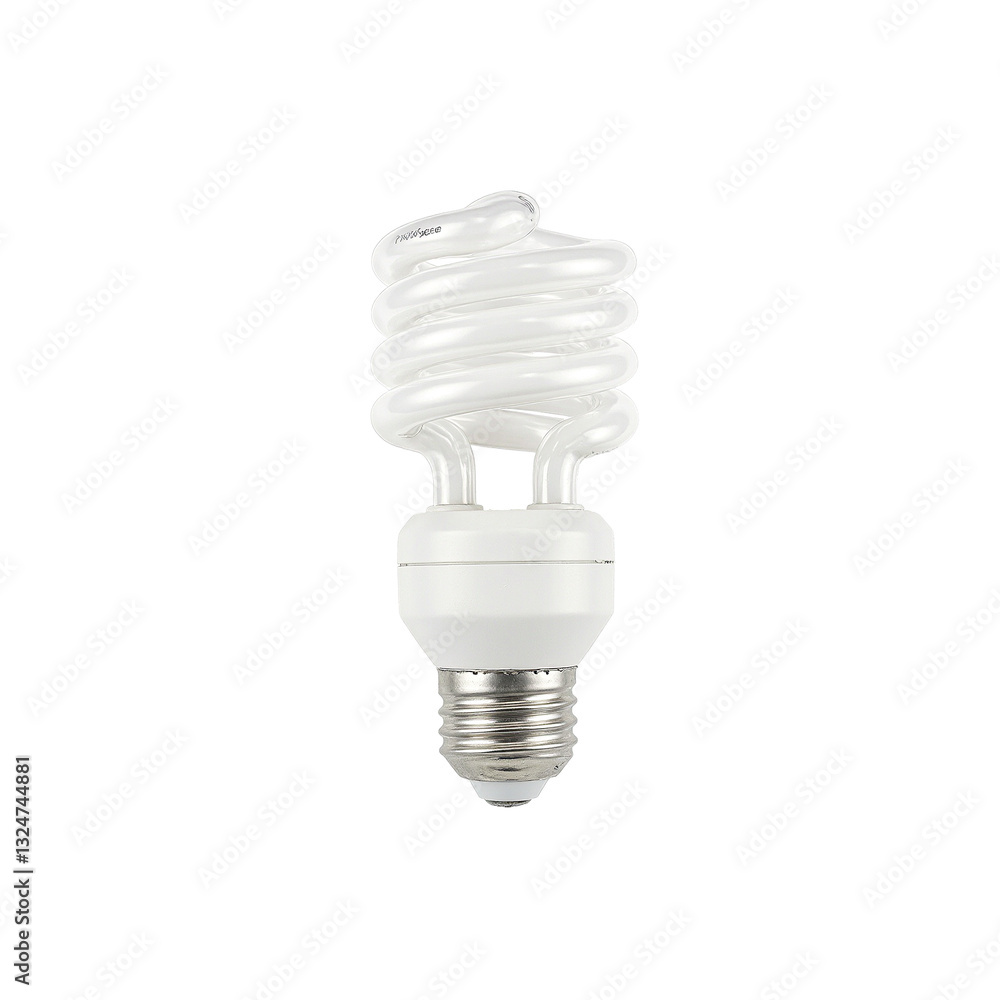 Energy efficient CFL spiral lightbulb with unique twisted tube design and screw in base Isolated on white Energy efficient CFL spiral lightbulb with unique twisted tube design and screw in base Isolated on white