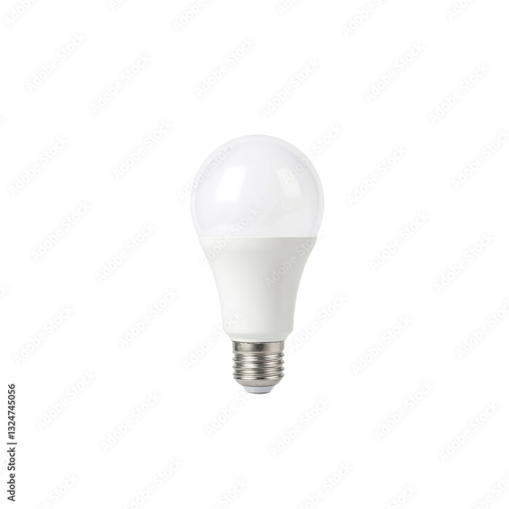 Energy efficient LED lightbulb with frosted white globe and silver screw base Modern design for eco friendly lighting solutions Energy efficient LED lightbulb with frosted white globe and silver screw base Modern design for eco friendly lighting solutions