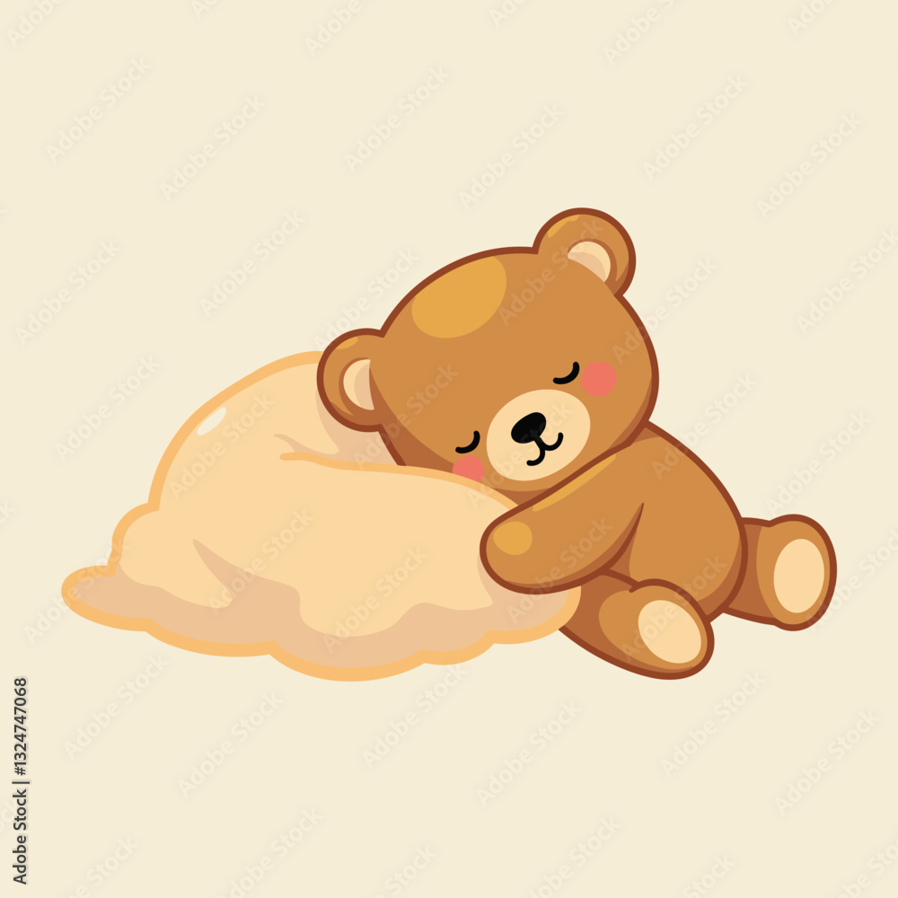 Obraz premium Cozy stuffed bear sleeping with blanket, comfort and serenity