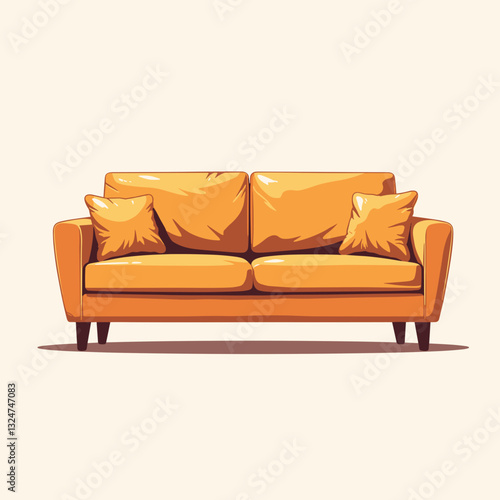 Stylish modern sofa with cushions on a plain background, comfort concept