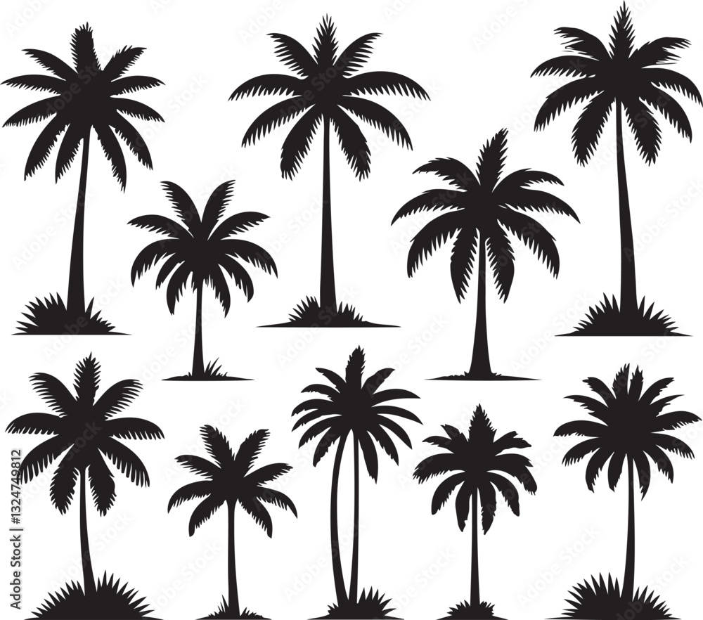 palm trees silhouettes set of palm trees
palm trees silhouettes set of palm trees