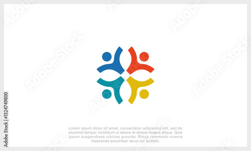 Abstract people colorful logo icon design minimal style illustration. community logo icon vector isolated.	
