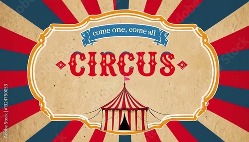 Circus theme, colorful retro illustration. Background for poster, banner, invitation card - generative AI