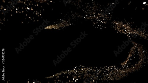 Infinite Loop Golden Particles on Transparent Alpha Background. Luxury Gold Elegant Titles. Intro, glowing animation of Glitter Dust flowing and falling in a circle. Beautiful Great Gatsby Style Glow