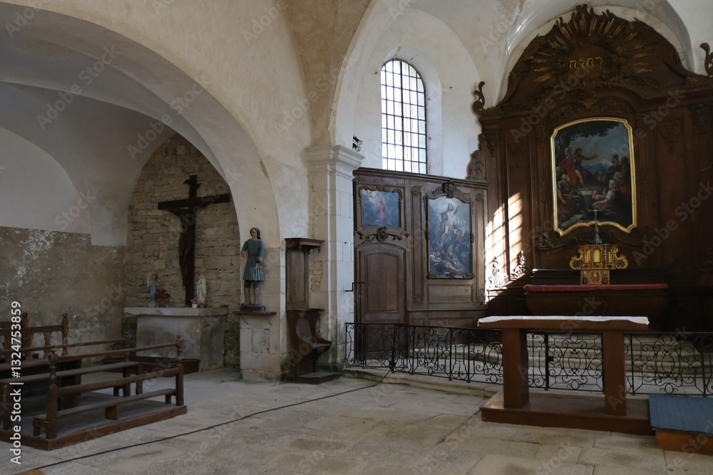 L'église Saint Jean Baptiste, village de Baume Les Messieurs, département du Jura, France