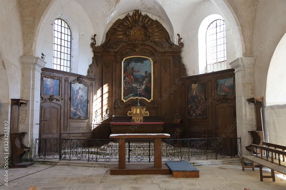 L'église Saint Jean Baptiste, village de Baume Les Messieurs, département du Jura, France