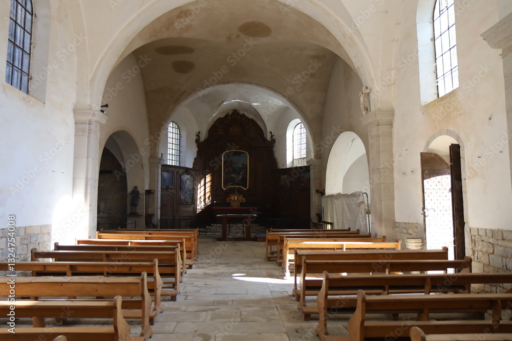 L'église Saint Jean Baptiste, village de Baume Les Messieurs, département du Jura, France