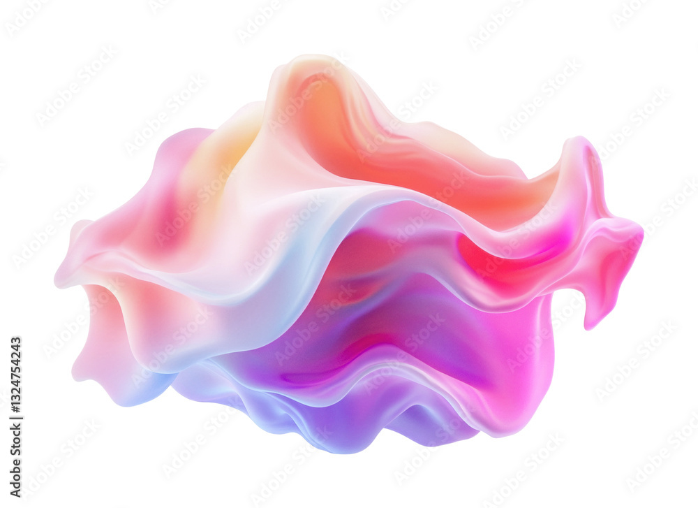 Naklejka premium Abstract fluid shape with vibrant colors and smooth organic curves, cut out