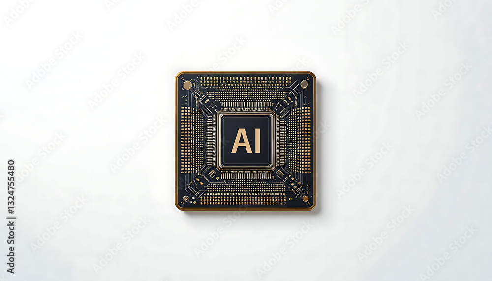 Futuristic AI chip on white background. cpu. artificial intelligence chip, AI Technology, AI Hardware, machine learning. advanced computing technology. digital innovation, high-performance processing Futuristic AI chip on white background. cpu. artificial intelligence chip, AI Technology, AI Hardware, machine learning. advanced computing technology. digital innovation, high-performance processing