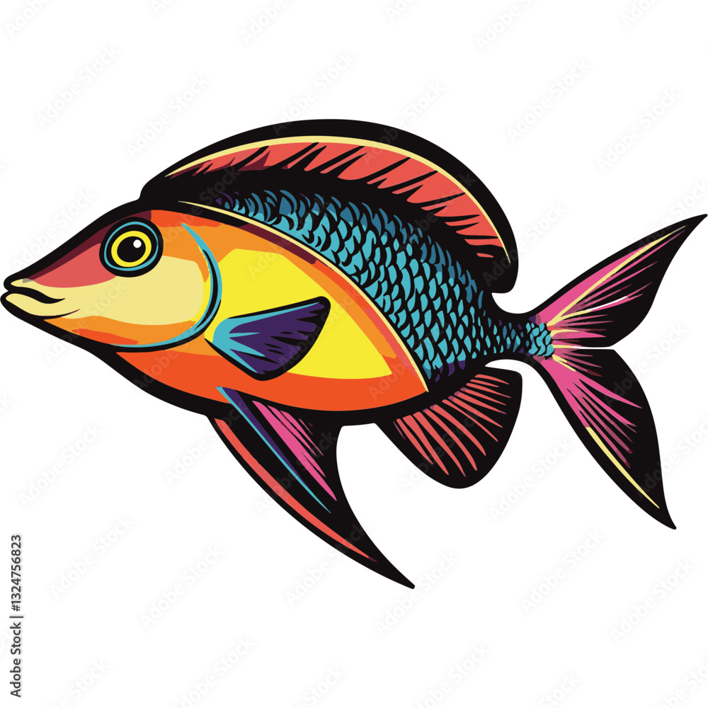 Obraz premium fish cartoon illustratiuon 