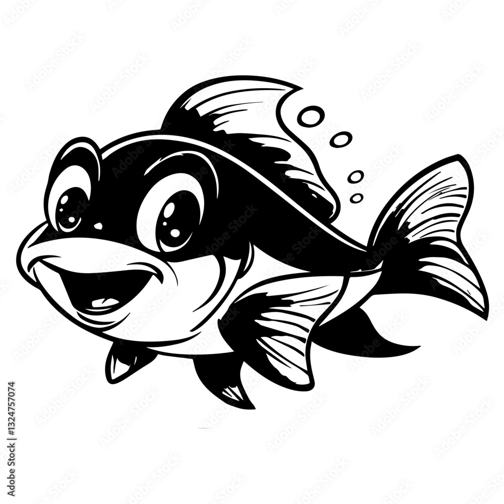Fototapeta premium fish cartoon illustratiuon 