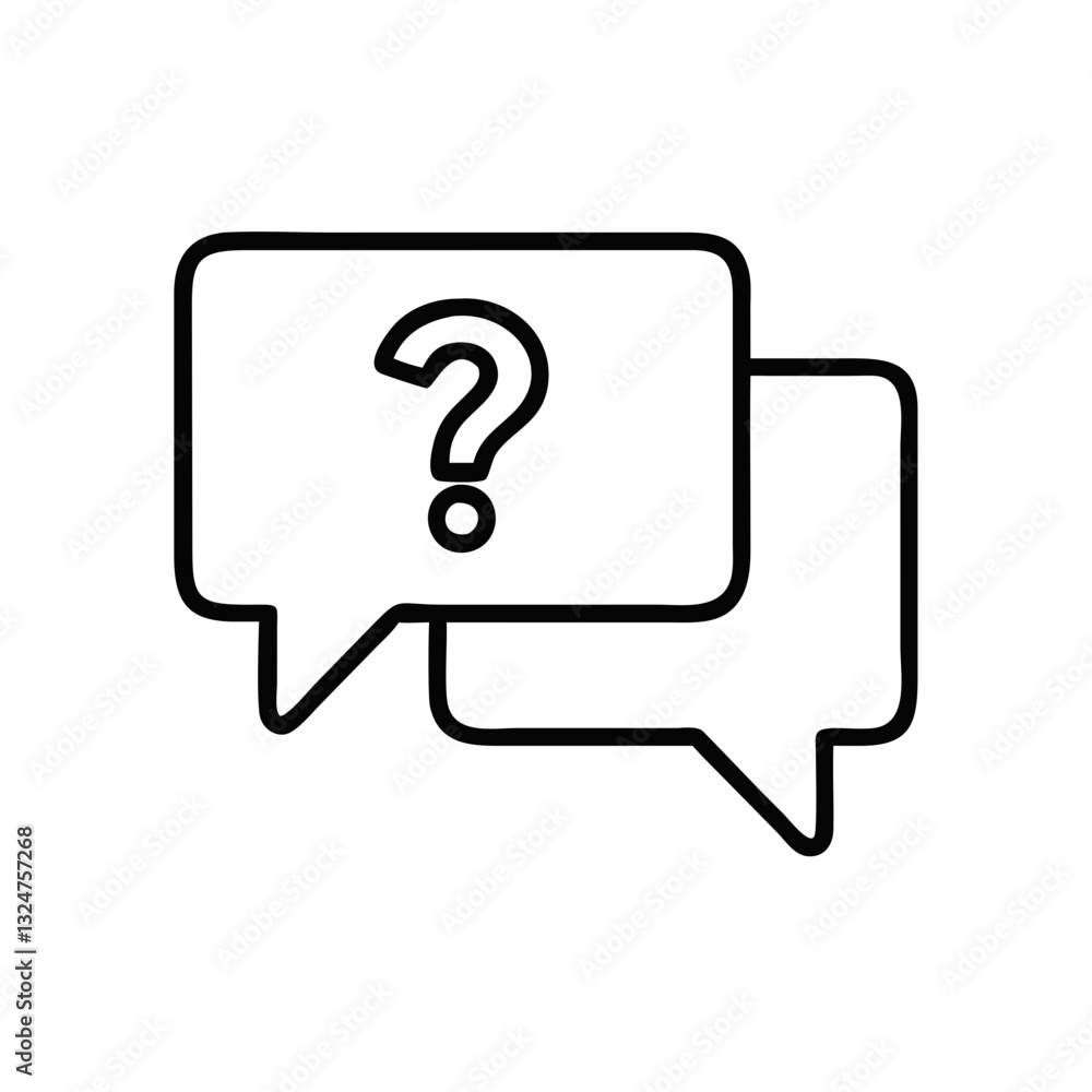 Two Speech Bubbles with Question Marks | Communication, Doubt, and Inquiry Concept Two Speech Bubbles with Question Marks | Communication, Doubt, and Inquiry Concept