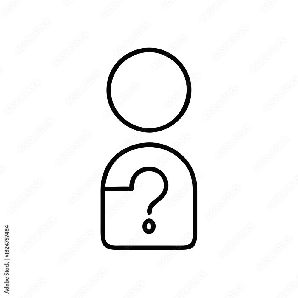 Minimalist User Profile Icon with Question Mark | Mysterious Avatar Symbol | Unknown User Placeholder Design for Digital Identity Concepts Minimalist User Profile Icon with Question Mark | Mysterious Avatar Symbol | Unknown User Placeholder Design for Digital Identity Concepts