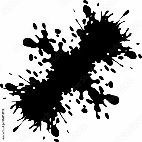 Black Ink Splatter Vector with Grunge Paint Drip Effect