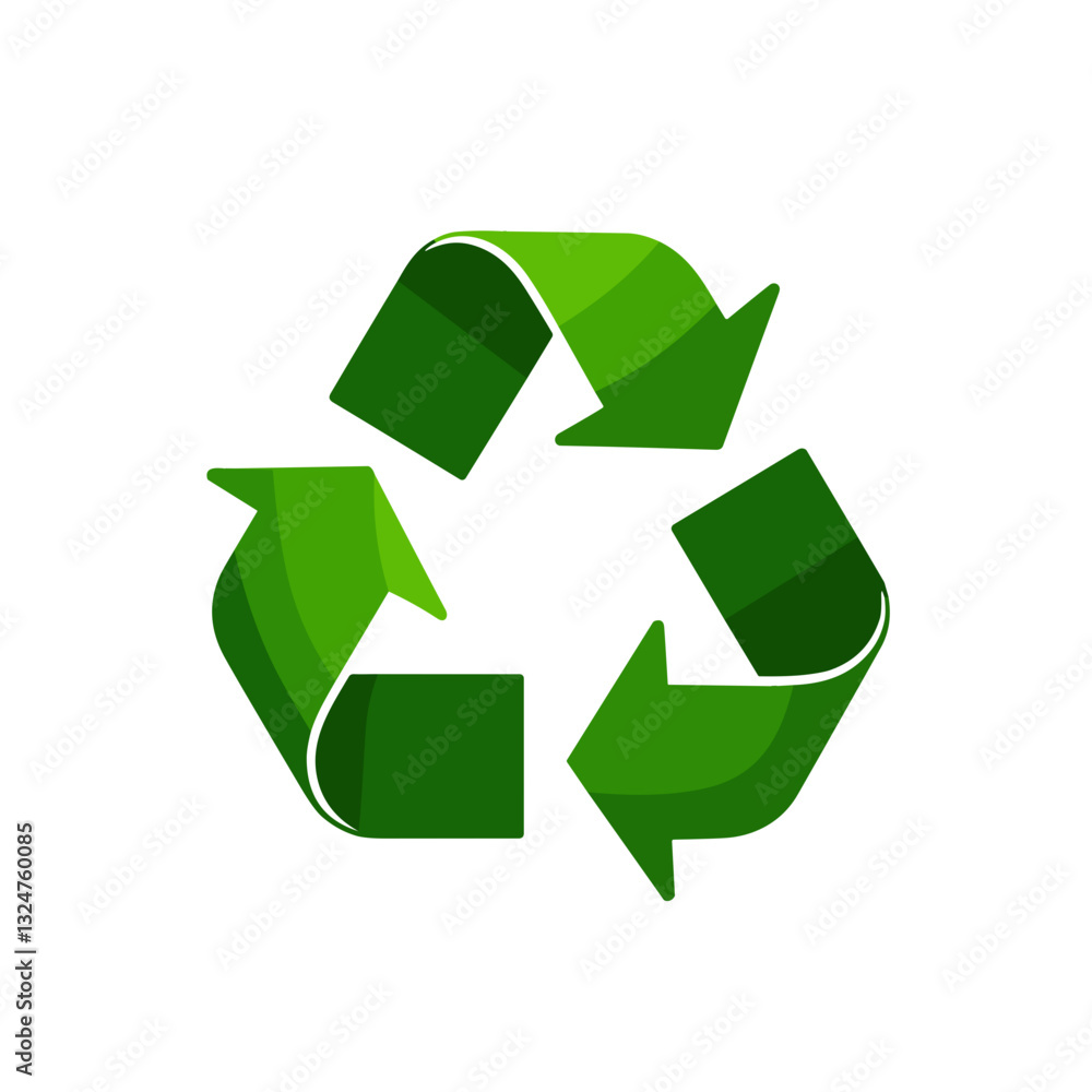 Green recycling symbol with arrows forming a triangle, eco consciousness Green recycling symbol with arrows forming a triangle, eco consciousness