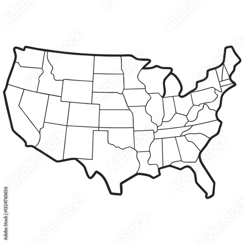 USA Map with State Borders – Blank United States Outline Vector for Print