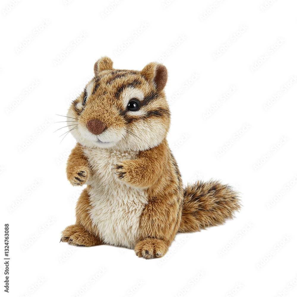 Obraz premium Adorable chipmunk plush toy with fluffy striped fur and cute details perfect for animal lovers and childrens products