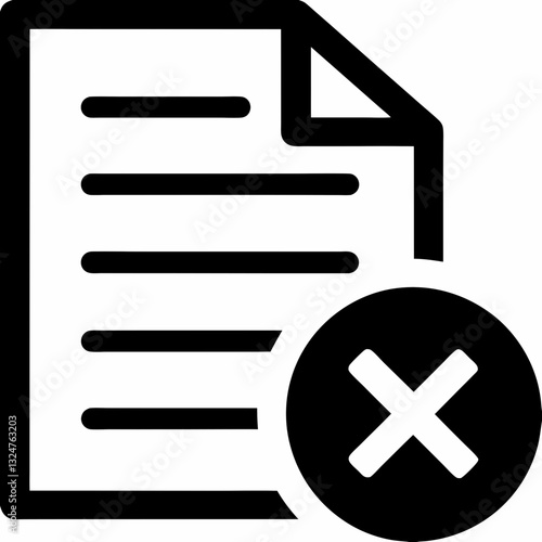 Document with Cross Mark - File Deletion or Rejection Symbol
