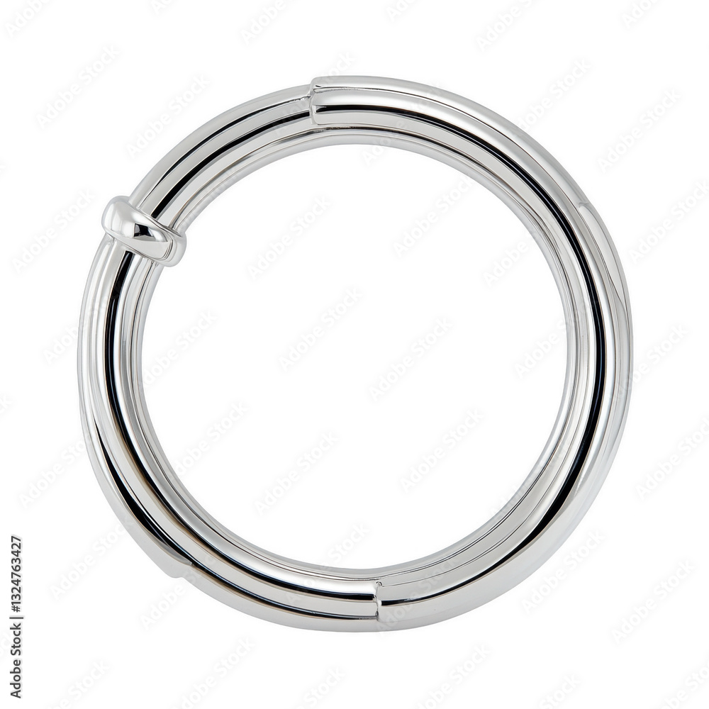 Sleek Silver Hoop: A minimalist studio shot focuses on a polished silver hoop, showcasing its smooth, reflective surface and clean design, perfect for use in jewelry designs or other applications. Sleek Silver Hoop: A minimalist studio shot focuses on a polished silver hoop, showcasing its smooth, reflective surface and clean design, perfect for use in jewelry designs or other applications.
