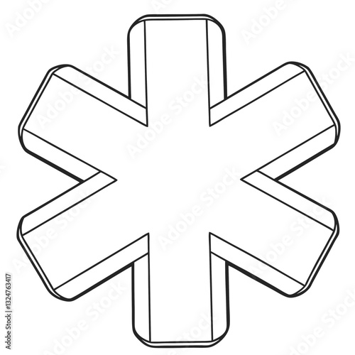 3D Star-like Asterisk Symbol Icon for Graphic Design and Text Formatting