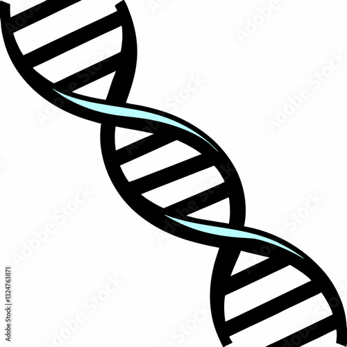 A vector illustration of a DNA double helix, symbolizing the genetic code, molecular biology, and scientific research in genetics and biotechnology.