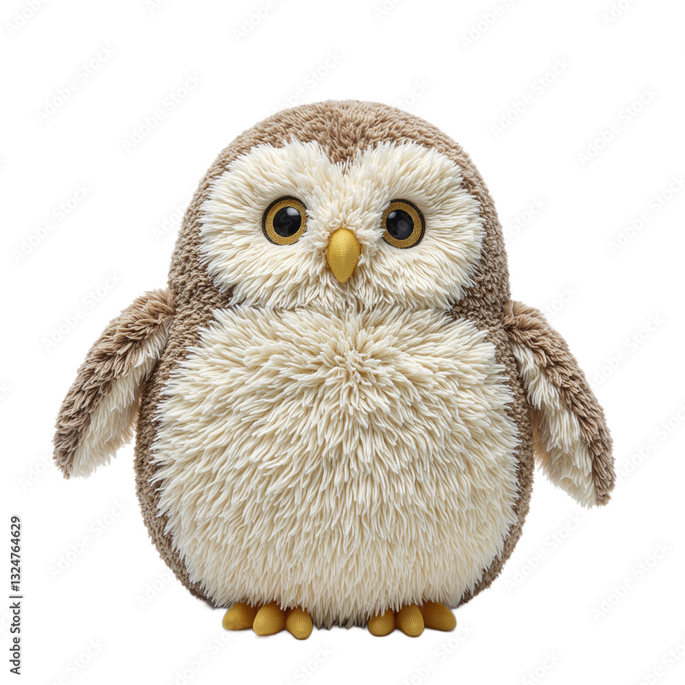Obraz premium Adorable chubby owl plush toy with fluffy wings and embroidered details perfect for cozy and whimsical designs