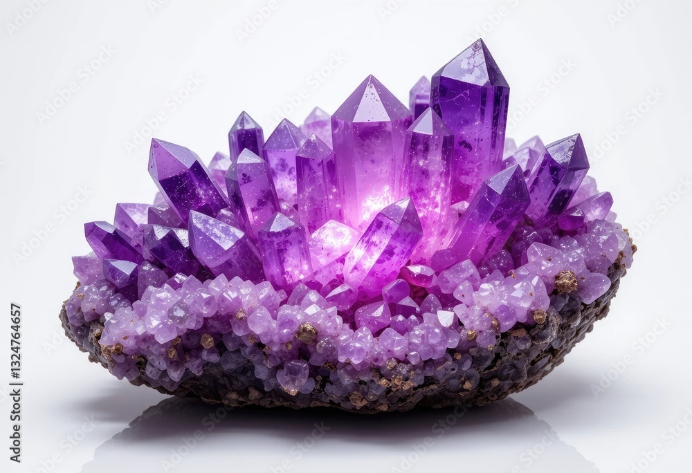 Amethyst Crystal Cluster Point Formation with Deep Purple Hues and Radiance Amethyst Crystal Cluster Point Formation with Deep Purple Hues and Radiance