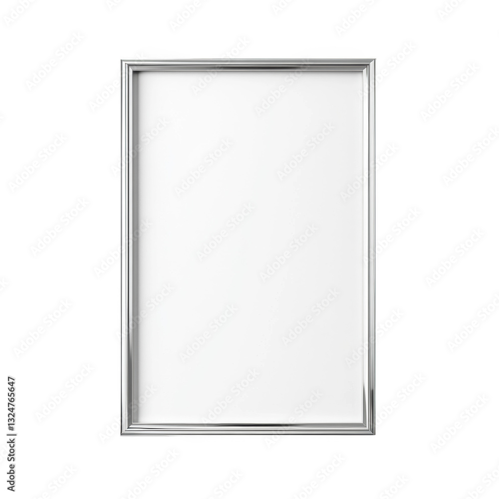 Empty Frame: The rectangular frame with a metallic border presents a blank canvas. Minimalist design to put something into the frame Empty Frame: The rectangular frame with a metallic border presents a blank canvas. Minimalist design to put something into the frame