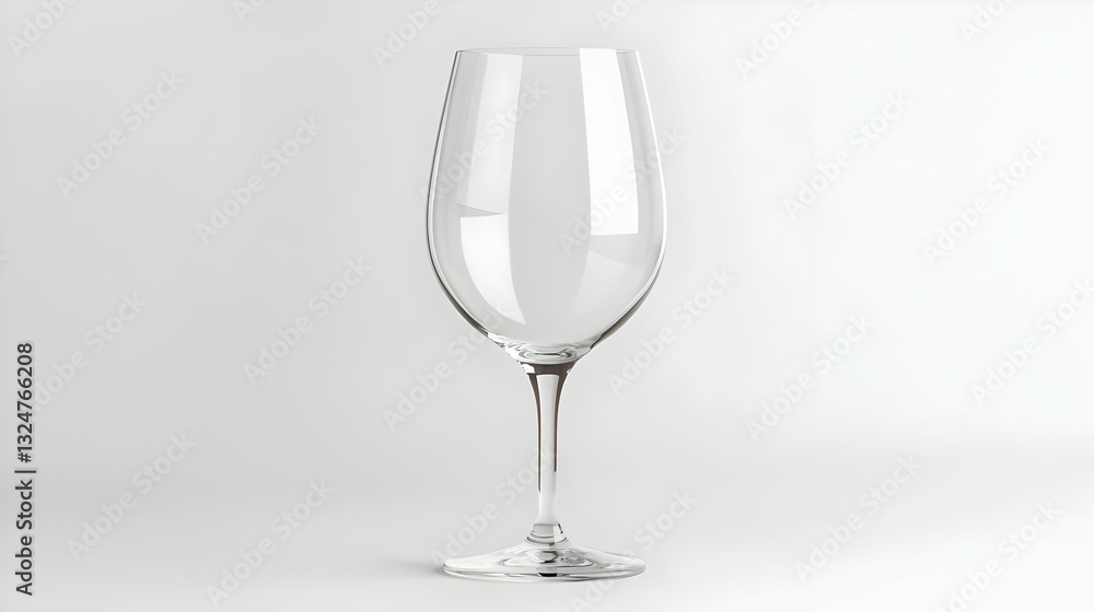 Single Empty Wine Glass On A White Background With Reflections And Highlighted Light Single Empty Wine Glass On A White Background With Reflections And Highlighted Light