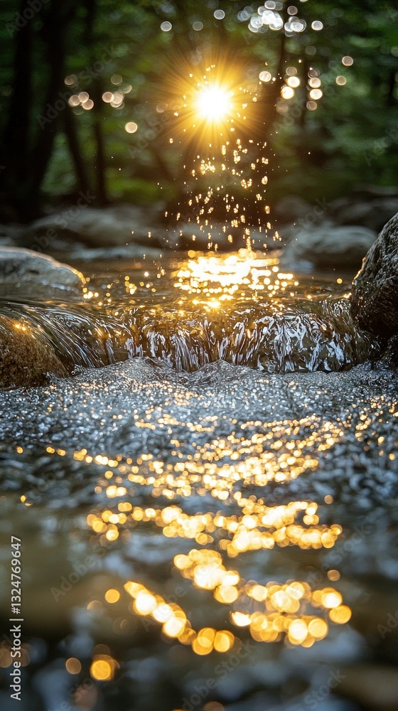 Golden Hour Stream: Nature's Serene Majesty Golden Hour Stream: Nature's Serene Majesty