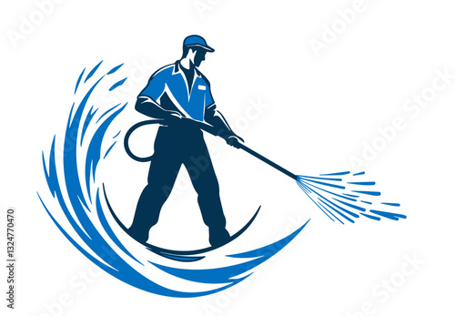Power Washing Logo Design Pressure Washing Business Icon Clip Art Silhouette Water Spraying PowerWashing