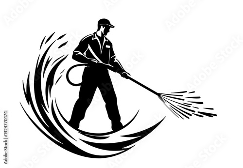 Power Washing Logo Design Pressure Washing Business Icon Clip Art Silhouette Water Spraying PowerWashing